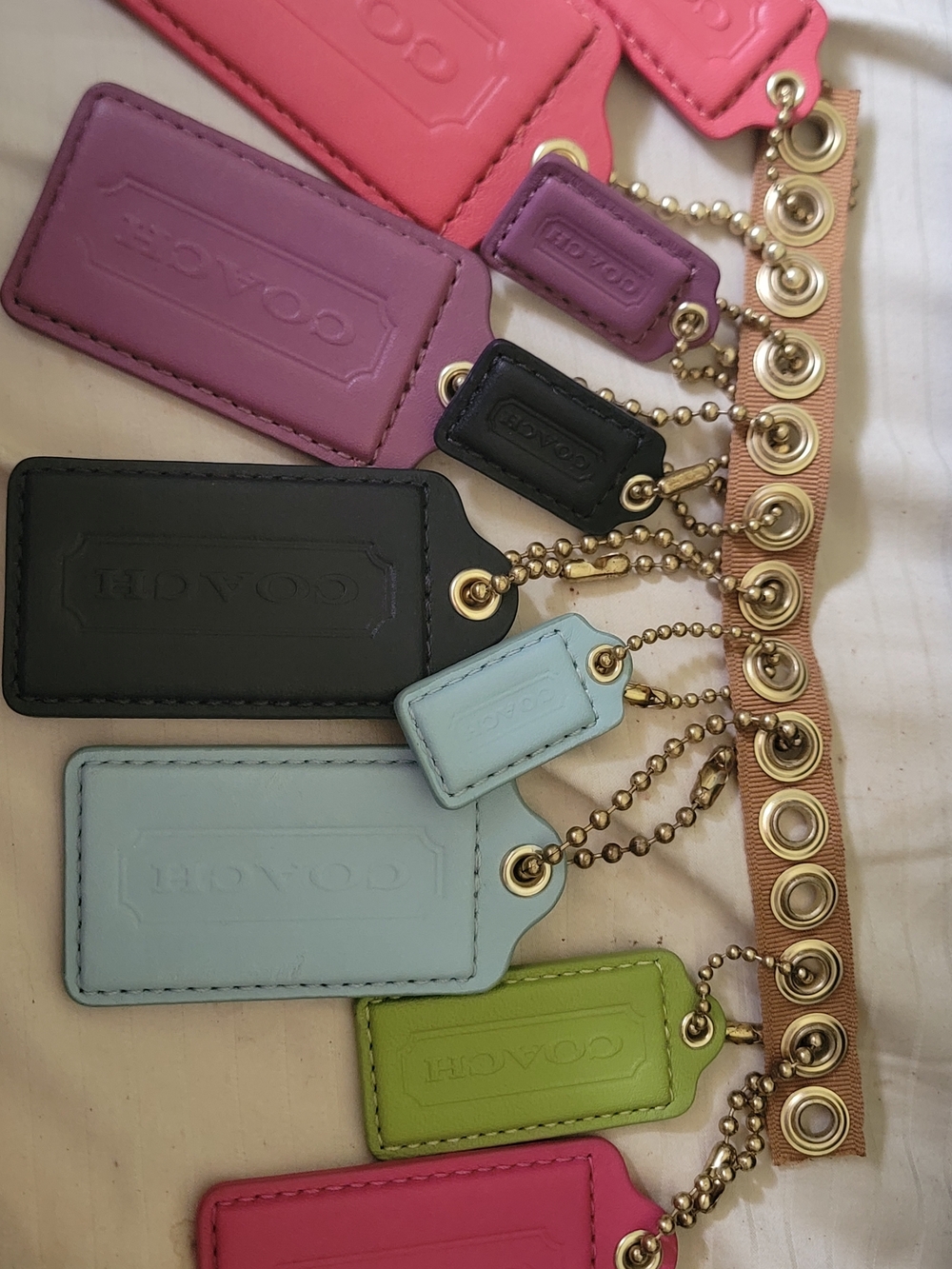 COACH Multicolor Leather Tag Charm Keychain 10 Piece - Picture 2 of 7
